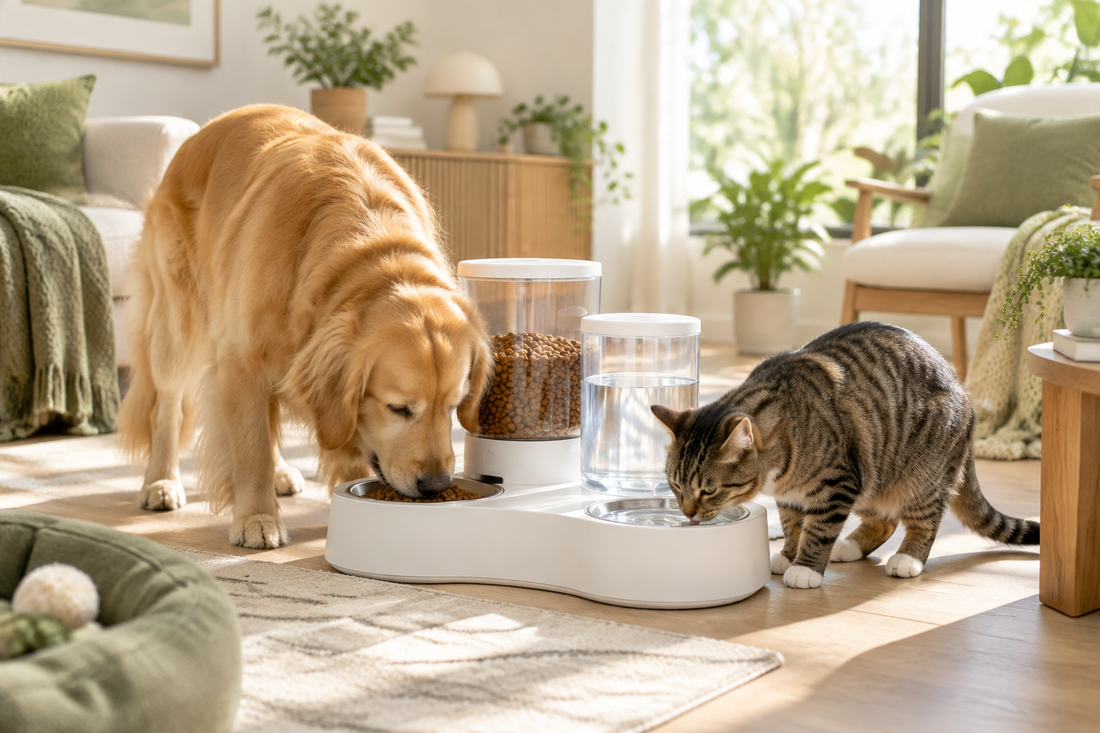 Automatic pet feeder for dogs and cats at home
