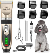 MundoPeludo! rechargeable dog grooming clipper set with guard combs, scissors, and comb