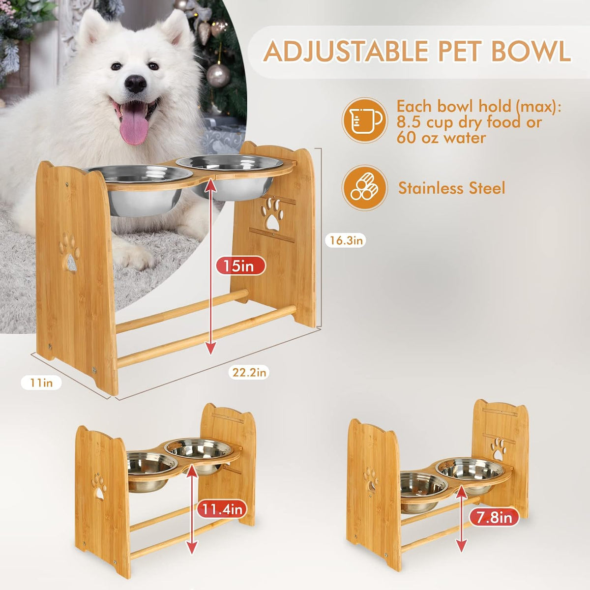 Height-adjustable elevated feeder