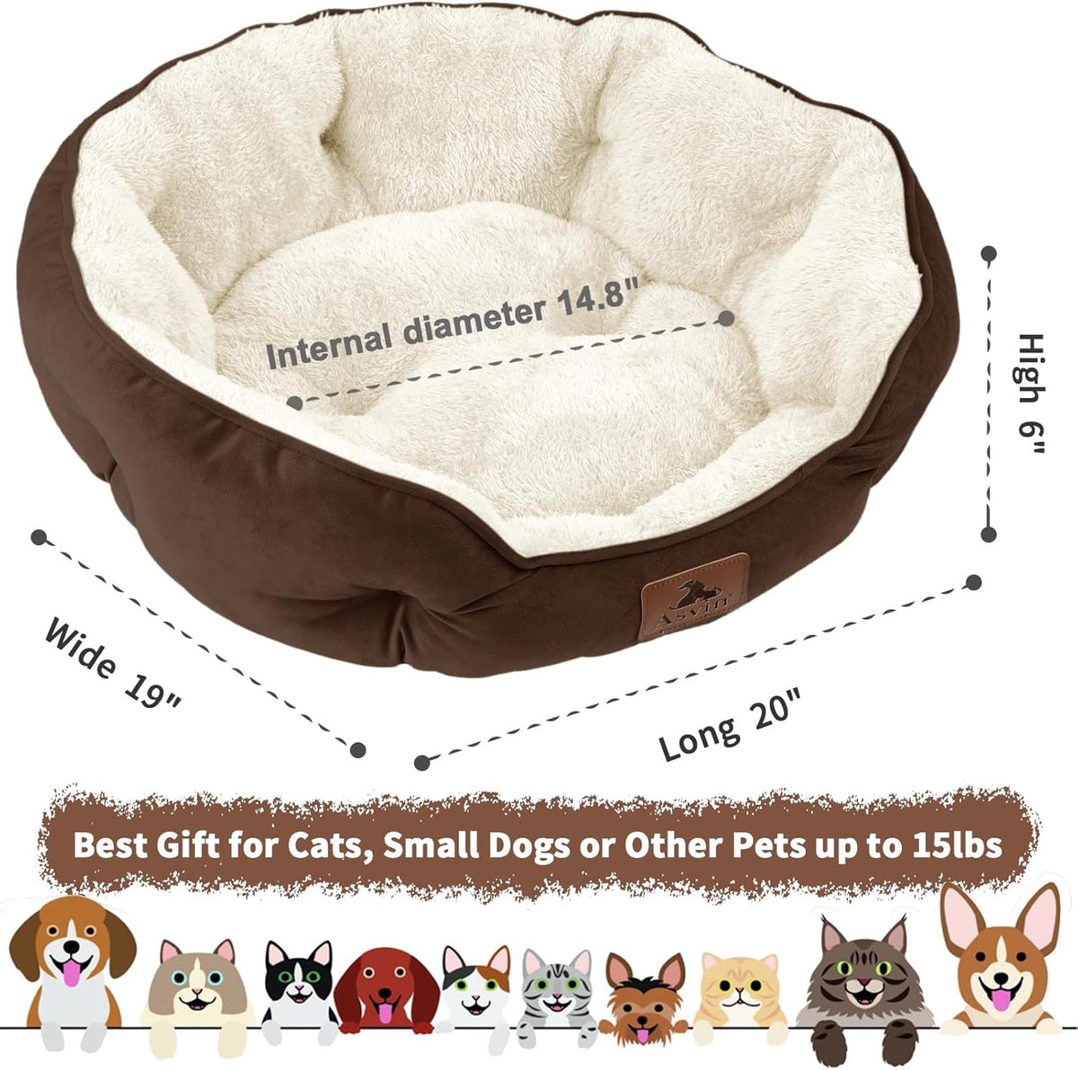 Dog and cat bed, side view