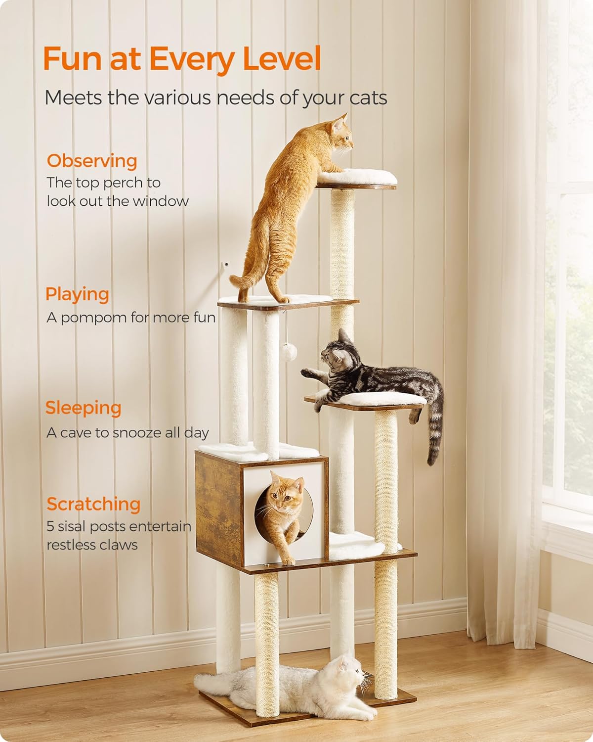 Cat scratching post with padded platform