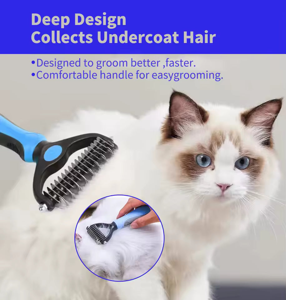 Deep design collects undercoat hair - cat grooming