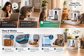 MundoPeludo! automatic pet feeder and waterer for cats and dogs with large capacity tanks.