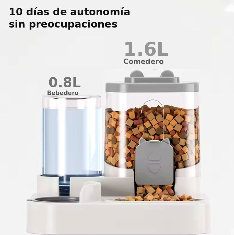 Comedero automático 1.6L y bebedero 0.8L, 10 días de autonomía