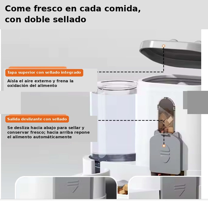 Comedero automático con doble sellado para mantener el alimento fresco