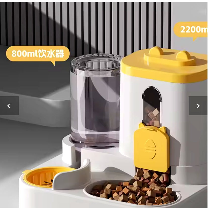 Comedero automático para mascotas color amarillo