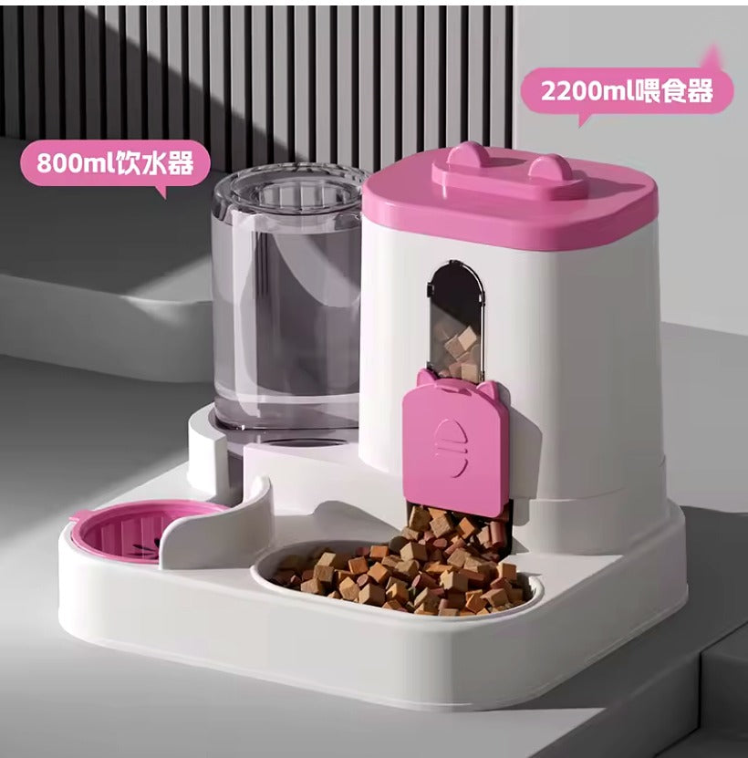 Comedero automático para mascotas color rosa