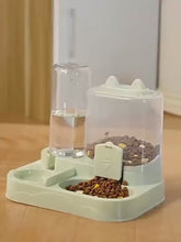 Automatic gravity pet feeder in action: food and water refill themselves as the cat eats